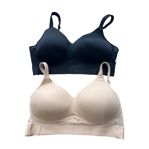 Rhonda Shear 2 Pk Molded Cup Bra with Wrap Back Size 2X Black Beige Lounge 653.3 - Picture 2 of 10